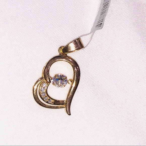 10k yellow gold vermeil VVS clarity dancing diamond simulated charm mesmerizing - Picture 3 of 5